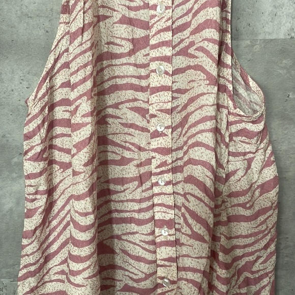 Free People Pink Zebra Print Button Down Tank Top - Picture 5 of 9